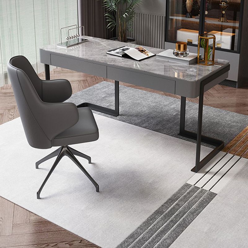 Scrivania per ufficio in acciaio Home Office 29.5 "H moderno scrittura di scrittura grigia con cassetti