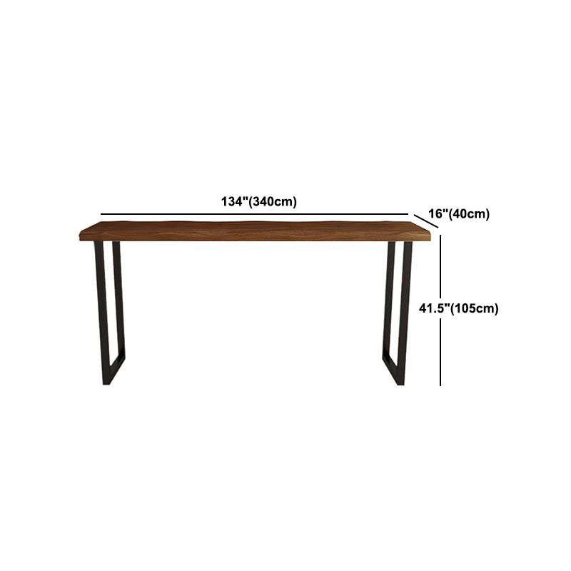 Tavolo da bar per top in legno rettangolare tavolo da bistrot industriale con doppio piedistallo in nero