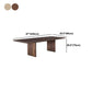 Natural Solid Wood Dining Table Modern Brown Furniture with Double Pedestal for Home