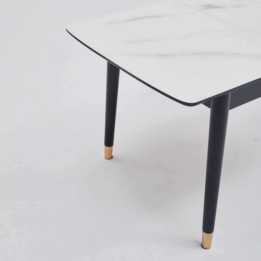 Dining Room Set Contemporary Rectangular Extendable Sintered Stone Dining Table with Wood Base Clearhalo 'Dining Room Sets' 'Dining Tables & Seating' 'dining_room_set' 'furn' 'furn_dining_room_set' 'Furniture' 'furniture_dining_room_set' 'Kitchen & Dining Furniture' 'kitchen&dining_furn' 'kitchen' 1200x1200_20e4aa66-a26d-42d9-9691-c6baba3ef350