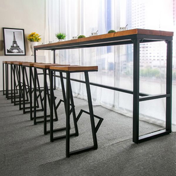 Glam Rectangle Pub Table Set 1/2/3/7 Pieces Pine Wood Top Bar Table with Metal Stools Clearhalo 'Bar Furniture' 'furn' 'furn_home_bar_bar_sets' 'Furniture' 'Home Bars & Bar Sets' 'home_bar_bar_sets' 'Kitchen & Dining Furniture' 1200x1200_20e9e4af-bcfa-4738-8c76-9d59b85f8643