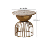 French Country Distressed Wooden Coffee Table Round Top Cocktail Table for Living Room