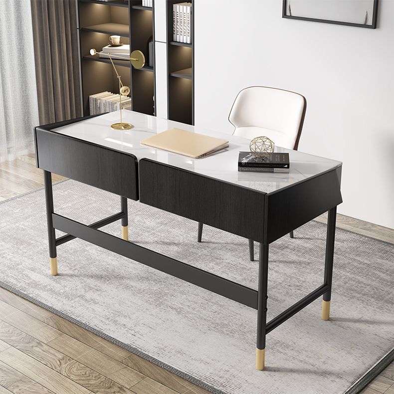 Glam Office Desk Antique Finish Computer Desk mit 2 Schubladen