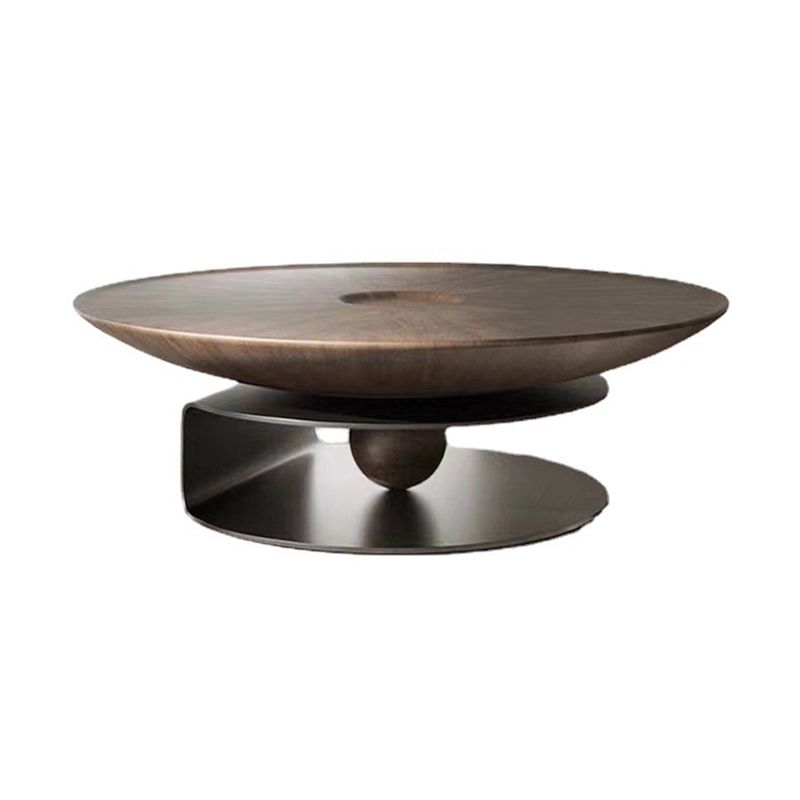 Nordic Style Cocktail Table Walnut/black Wood Round Coffee Table Clearhalo 'Coffee & Accent Tables' 'Coffee Tables' 'coffee_tables' 'furn' 'furn_coffee_tables' 'Furniture' 'furniture_coffee_tables' 'Living Room Furniture' 1200x1200_20efe7b9-fcc3-47cc-a5cd-76e4eacd7cbd
