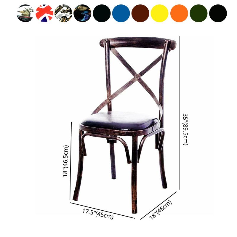 Industrial Style Metal Chairs Dining Room Kitchen Cross Back Side Chair Clearhalo ' kitchen&dining_furn' 'Dining Chairs' 'Dining Tables & Seating' 'dining_chair' 'furn' 'furn_dining_chair' 'Furniture' 'furniture_dining_chair' 'Kitchen & Dining Furniture' 'kitchen' 1200x1200_20effb68-1213-437b-9153-6a865a6fc385