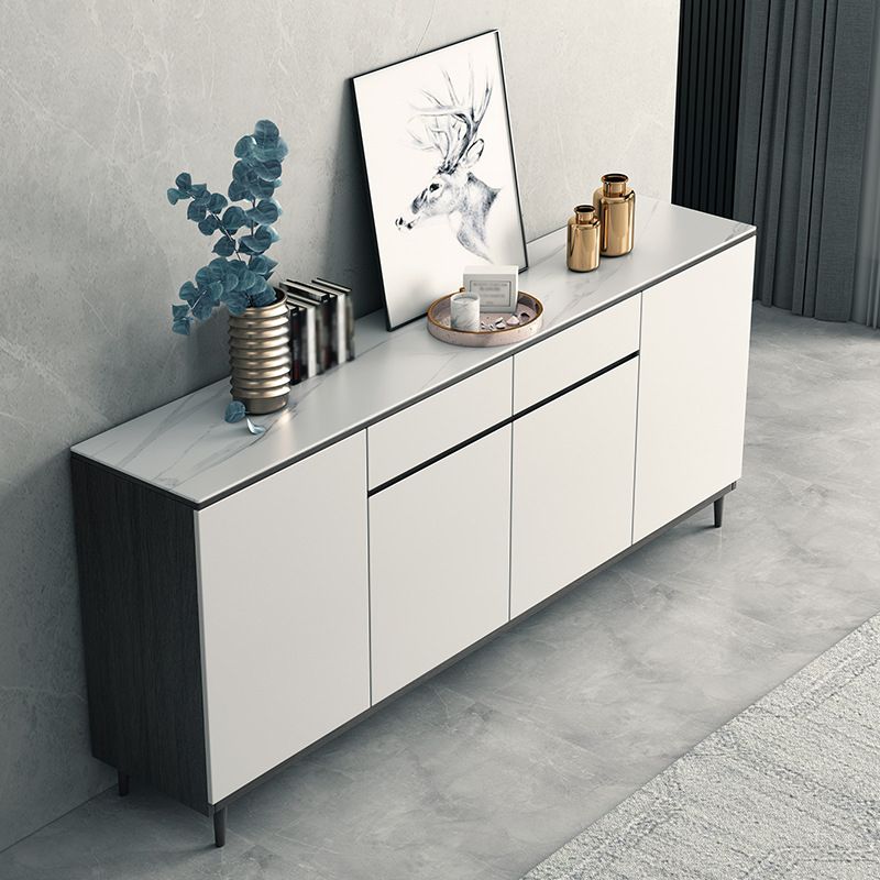 2 Drawers Wood Doors Sideboard Modern 33.5" High Side Board for Kitchen Clearhalo 'buffet_sideboard' 'Buffets & Sideboards' 'Furniture' 'furniture_buffet_sideboard' 'Kitchen & Dining Furniture' 1200x1200_20f1eca3-a5b5-4002-ae6c-65543b1c2f71