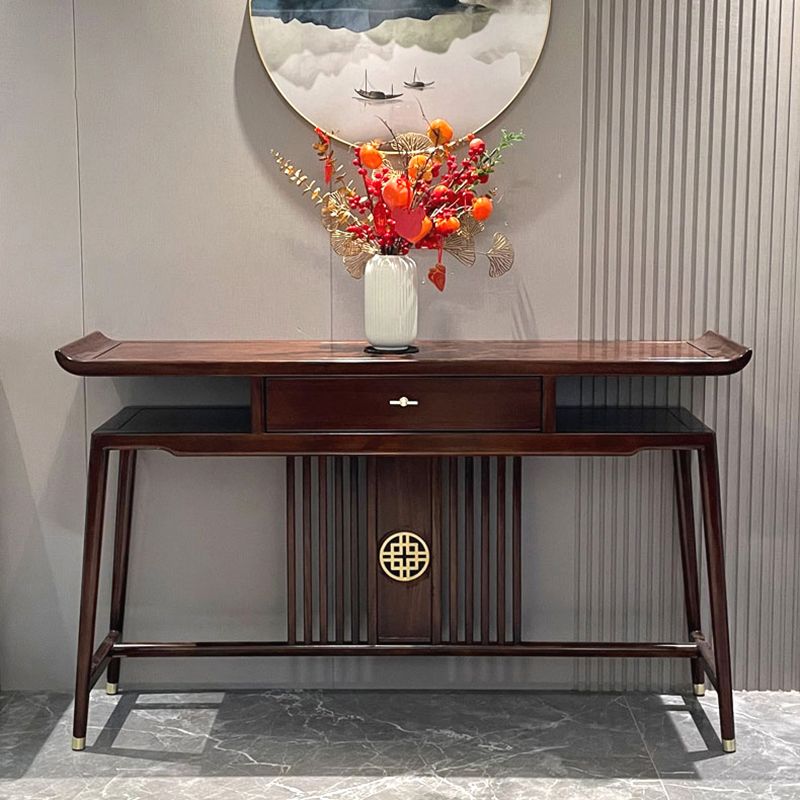 長方形の形状茶色のコンソールソファテーブルの現代コンソールテーブルウッド