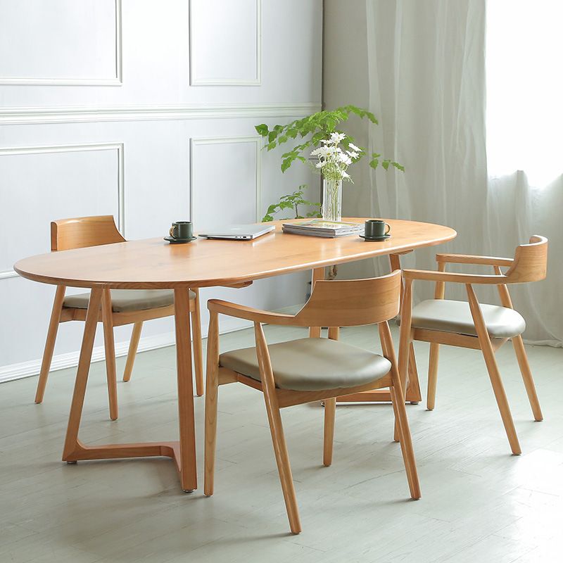 Simplicity Oval Top Restaurant Table Solid Wood Dining Table for Dining Room