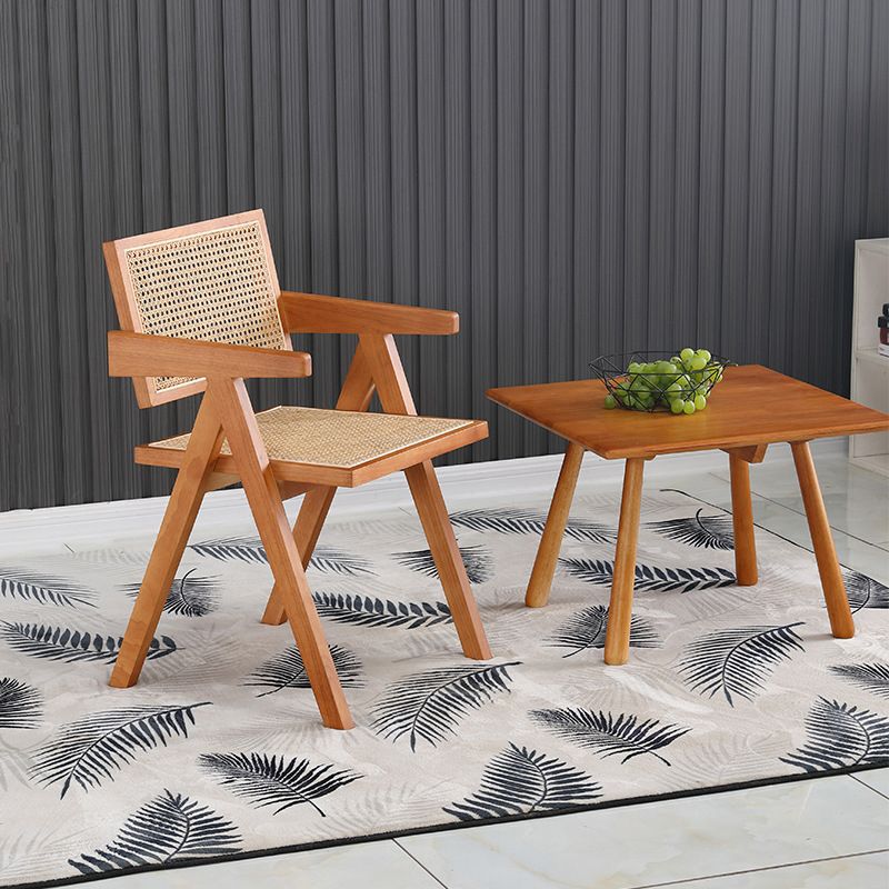 19.68 "Wide arm stoel vaste houten frame stoel met geweven rug