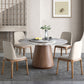 Juego de mesa de comedor redonda, mesa de comedor y sillas con pedestal de madera maciza de 1/4/5/7 piezas