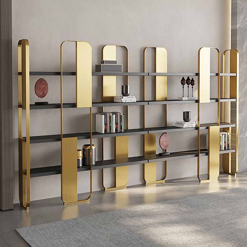 4 Shelves Contemporary Bookcase Standard Metal Open Back Bookshelf Clearhalo 'Bookcases' 'furn' 'furn_bookcases' 'Furniture' 'Office Furniture' 1200x1200_20f9f47f-4a4d-4305-a773-076c57b95822