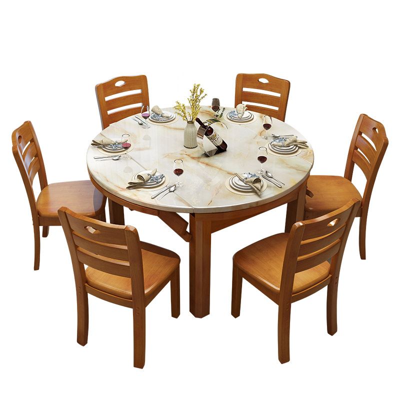 Modern Round Stone Dining Table Rubber Legs Foldable Table for Dining Room Clearhalo 'Dining Tables & Seating' 'Dining Tables' 'dining_table' 'furn' 'furn_dining_table' 'Furniture' 'Kitchen & Dining Furniture' 1200x1200_20faa36f-e258-4bf5-b289-1941f6dd698a