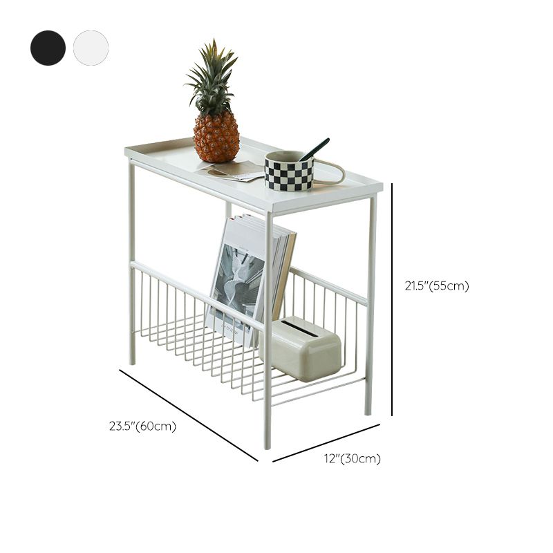 21.65" Tall Metal End Table Tray Top Accent Side Table with Storage