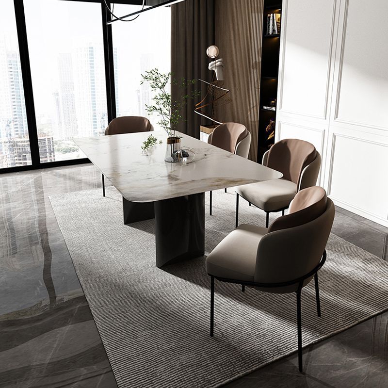 Modern 1/4/5/6/7 Pieces Dining Set Rectangle Stone Dining Table for Dining Room Clearhalo 'Dining Room Sets' 'Dining Tables & Seating' 'dining_room_set' 'furn' 'furn_dining_room_set' 'Furniture' 'Kitchen & Dining Furniture' 1200x1200_20fc6ee6-d308-4961-a58d-9eb87a141030