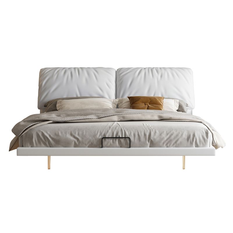 Glam Wood and Upholstered Headboard Bed Steel Frame Standard Bed Clearhalo 'Bedroom Furniture' 'Beds' 'furn' 'furn_beds' 'Furniture' 1200x1200_20fddb0f-836c-404f-bd3d-d85fd27deccc