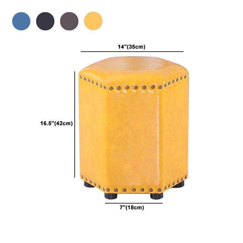 Modern Hexagon Pouf Ottoman Plain Leather Chair Ottoman With Nailhead Trim Clearhalo 'furn' 'furn_ottomans_poufs' 'Furniture' 'Living Room Furniture' 'Ottomans & Poufs' 'ottomans_poufs' 1200x1200_20fedaaa-801a-4907-a0de-da349d3657ec
