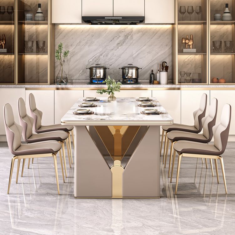 Set di tavoli da pranzo bianca ad alta lucido 1/4/5/7 pezzi Dinette in pietra per la cucina