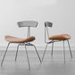 Industrial Style Armless Chair Open Back Side Leather Chair with Metal Base