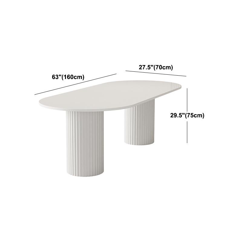 Oval Sintered Stone Dining Table Modern White Furniture with Double Pedestal for Home Clearhalo 'Dining Tables & Seating' 'Dining Tables' 'dining_table' 'furn' 'furn_dining_table' 'Furniture' 'Kitchen & Dining Furniture' 1200x1200_21037709-b337-429b-a402-591b85b21207