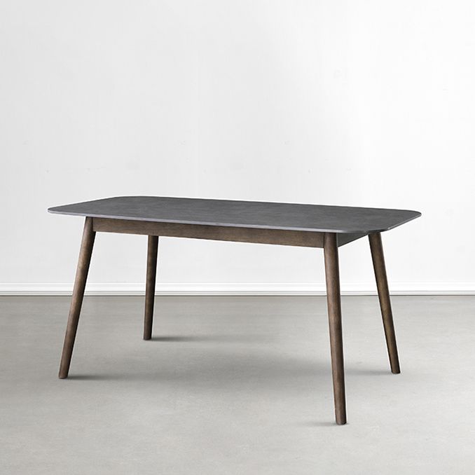 Stone Top Dining Table Mid-Century Modern Dining Table with 4 Brown Legs Clearhalo 'Dining Tables & Seating' 'Dining Tables' 'dining_table' 'Furniture' 'furniture_dining_table' 'Kitchen & Dining Furniture' 'kitchen' 'kitchen_dining_table' 1200x1200_21038715-60fd-43a7-ae13-25a78c7649c3