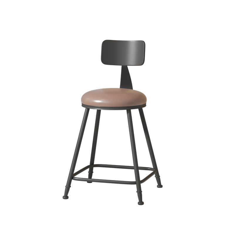 Modern Armless Backrest Counter Stool Iron Cafe Bar Stool with Leather Cushion Clearhalo 'Bar Furniture' 'Bar Stools' 'bar_stools' 'furn' 'furn_bar_stools' 'Furniture' 'furniture_bar_stools' 'Kitchen & Dining Furniture' 1200x1200_2104856f-18c4-4d4e-80d3-d99c5be8f9a1