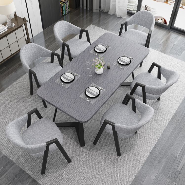 Contemporary Gray Standard Dining Set MDF Rectangle Shape Dining Set for Kitchen Clearhalo 'Dining Room Sets' 'Dining Tables & Seating' 'dining_room_set' 'furn' 'furn_dining_room_set' 'Furniture' 'furniture_dining_room_set' 'Kitchen & Dining Furniture' 'kitchen&dining_furn' 'kitchen' 1200x1200_2104bd15-1c17-4c4a-ae82-817132453713