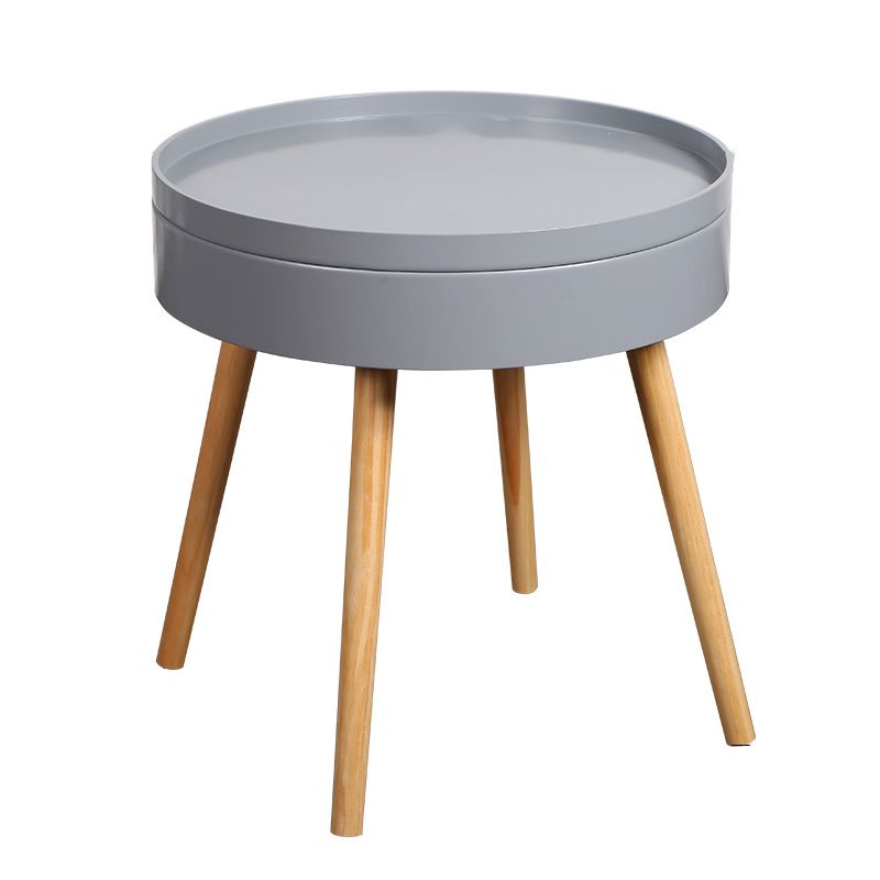 20.3" Tall Tray Top End Table 3 Legs Round Wood Accent Side Table with Storage