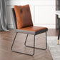 Industrial Armless Solid Back Chair Leather Dining Side Chair