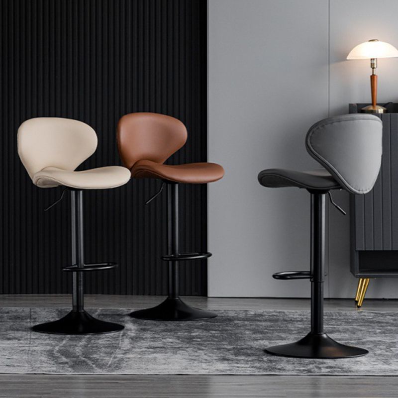 Scandinavian Matte Finish Adjustable Height Swivel Bar Stool Leather Home Stool Clearhalo 'Bar Furniture' 'Bar Stools' 'bar_stools' 'furn' 'furn_bar_stools' 'Furniture' 'furniture_bar_stools' 'Kitchen & Dining Furniture' 1200x1200_210e886e-0e86-449f-a8d8-8ae336816896