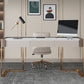 Rectangle Stone Top Bureau bureau Glam Style Writing Bureau avec base en métal pour le bureau