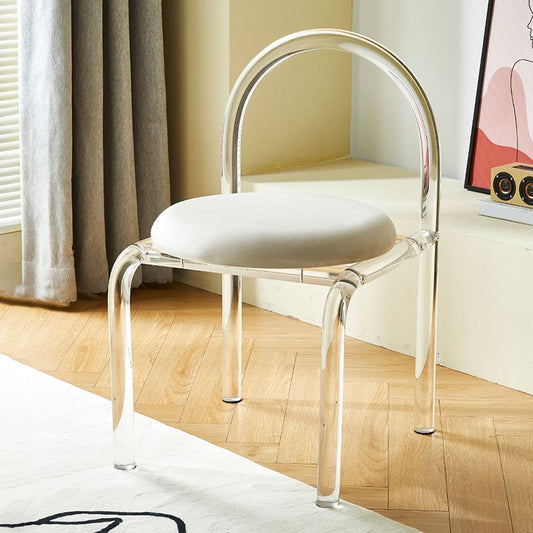 Zeitgenössischer Stil offener gepolsterter Acryl -Basis -Ess -Seitenstuhl offen