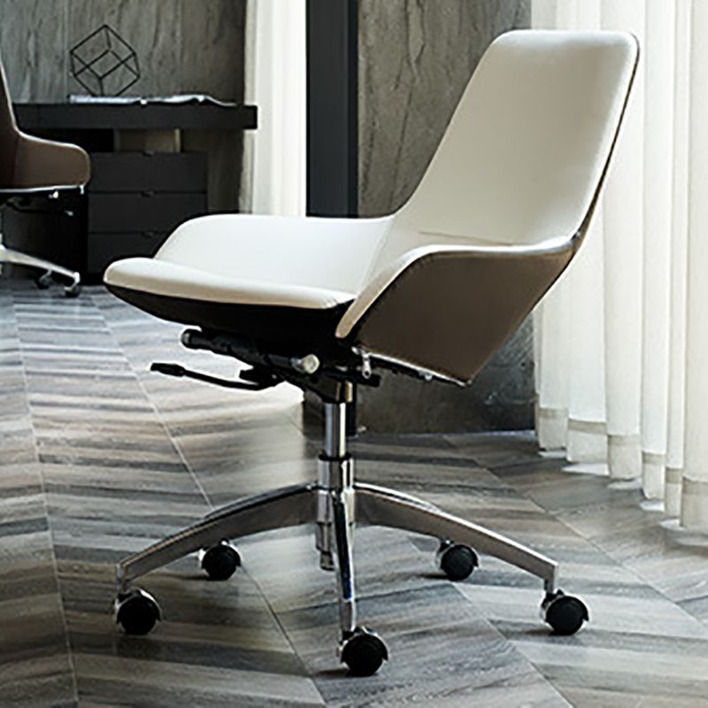 Faux Leather Office Chair Contemporary Nylon Desk Chair in White Clearhalo 'furn' 'furn_office_chair' 'Furniture' 'Office Chairs' 'Office Furniture' 'office_chair' 1200x1200_211131bb-8286-4ccf-9490-71b5d5294f5e