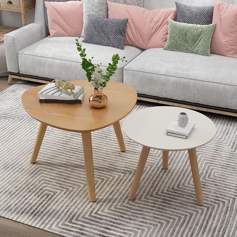 Massief houten salontafelset met 3 poten, moderne geometrische cocktailtafel
