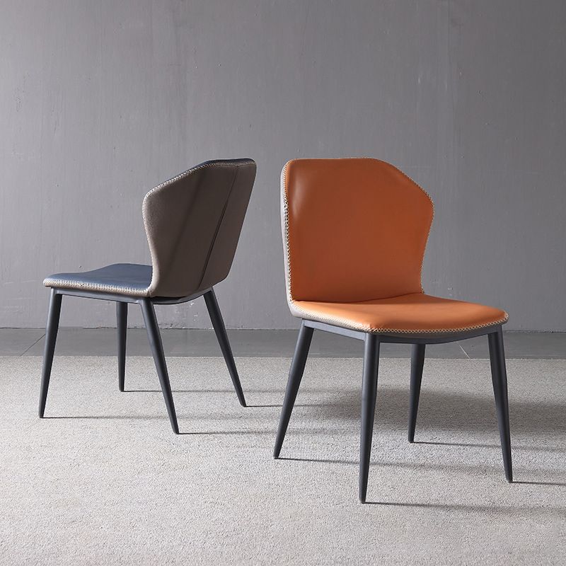 Contemporary Wingback Side Chairs Armless Side Chairs with Metal Legs