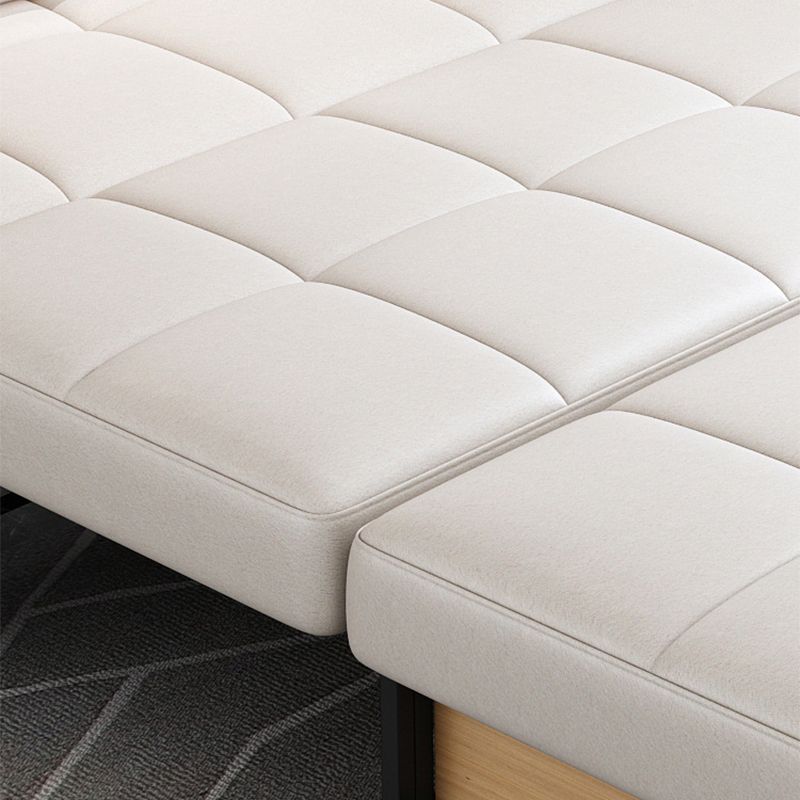 White Sleeper Sofa Faux leather Sofa Bed with Detachable Mattress