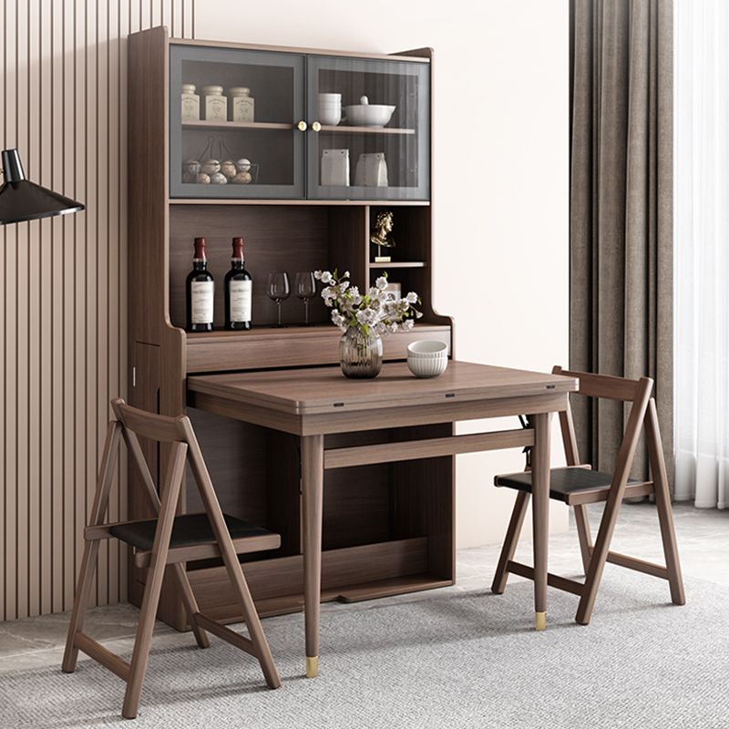 Modern Rectangle Folding Wood Dining Table for Small Space with Storage Clearhalo 'Dining Tables & Seating' 'Dining Tables' 'dining_table' 'furn' 'furn_dining_table' 'Furniture' 'Kitchen & Dining Furniture' 1200x1200_2119456f-46fb-44ba-9ee7-9ed871c48cca
