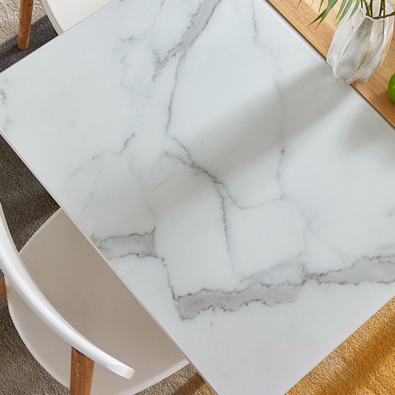 7 stuks moderne stijl witte top massief houtbasis dinerset voor thuis