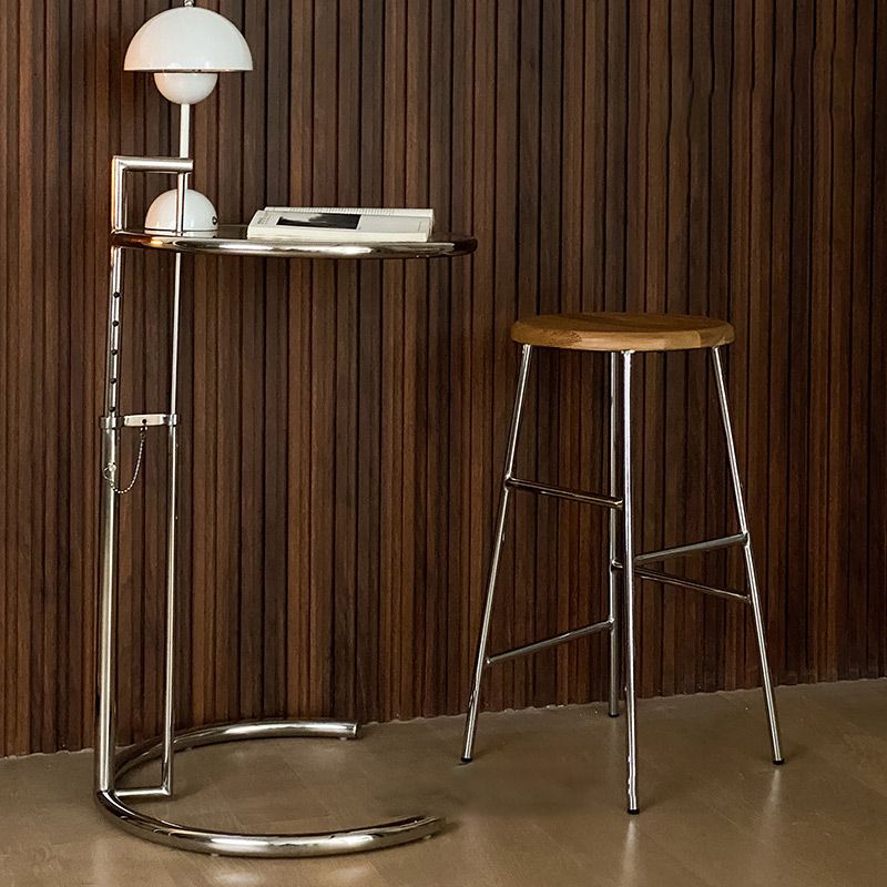 Modern Armless Backless Counter Stool Steel Dessert Shop Bar Stool with Wooden Seat Clearhalo 'Bar Furniture' 'Bar Stools' 'bar_stools' 'furn' 'furn_bar_stools' 'furniture_bar_stools' 'Kitchen & Dining Furniture' 'kitchen&dining_furn' 'kitchen' 'kitchen_furn' Furniture' 1200x1200_2119f78b-83f2-4ac3-b92c-3cc773b9237b