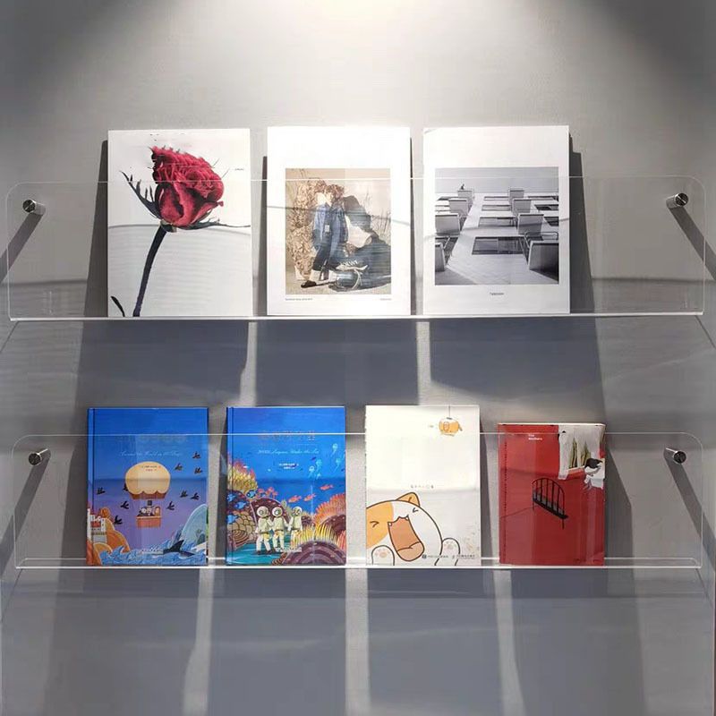 Contemporary Floating Clear Bookshelf Acrylic Closed Back Shelf for Home Office(Set of 2) Clearhalo 'Bookcases' 'furn' 'furn_bookcases' 'Furniture' 'furniture_bookcases' 'kitchen' 'kitchen_bookcases' 'Living Room Furniture' 'Office Furniture' 1200x1200_211d1289-5e81-4faa-a584-7b42130c07e9