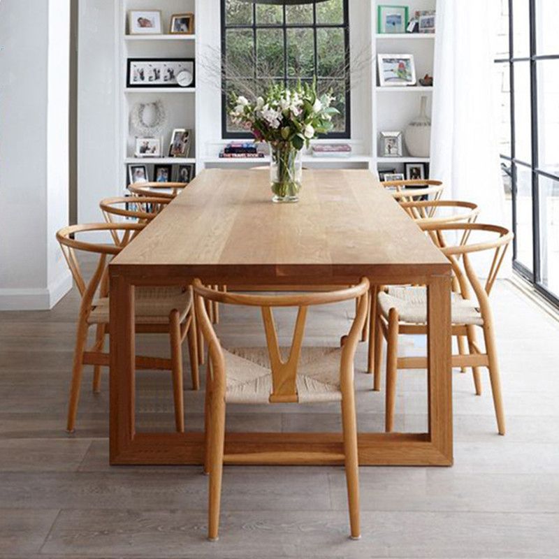 Rectangle Solid Wood Table with Double Pedestal Modern Dining Table for Restaurant Clearhalo 'Dining Tables & Seating' 'Dining Tables' 'dining_table' 'furn' 'furn_dining_table' 'Furniture' 'furniture_dining_table' 'Kitchen & Dining Furniture' 'kitchen' 'kitchen_dining_table' 1200x1200_211d55b3-1281-457f-a93f-a7c9ecab93ff