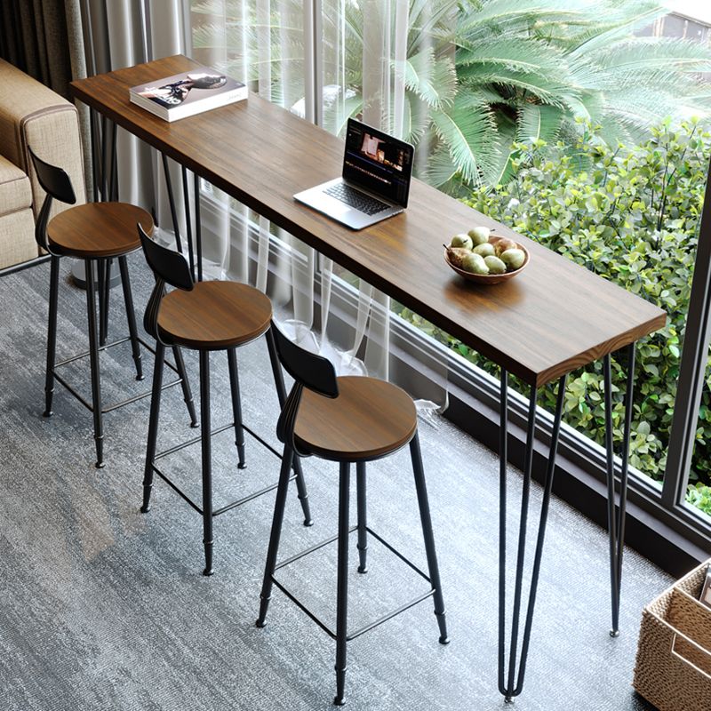 Pine Wood Bar Dining Table Industrial Rectangle Bar Table with 4 Legs Pedestal for Balcony Clearhalo 'Bar Furniture' 'Bar Tables' 'bar_tables' 'furn' 'furn_bar_tables' 'Furniture' 'furniture_bar_tables' 'Kitchen & Dining Furniture' 1200x1200_2123edb1-2c3a-45a5-ab44-9f90e78e0ecc
