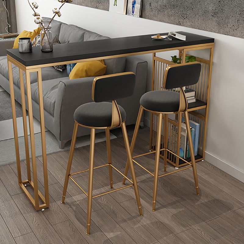 Modern Style Bar-height Table Metal Base Table with 2 Shelves Clearhalo 'Bar Furniture' 'Bar Tables' 'bar_tables' 'furn' 'furn_bar_tables' 'Furniture' 'Kitchen & Dining Furniture' 1200x1200_21250f7c-c78d-46ec-b323-7328c02b5c1f