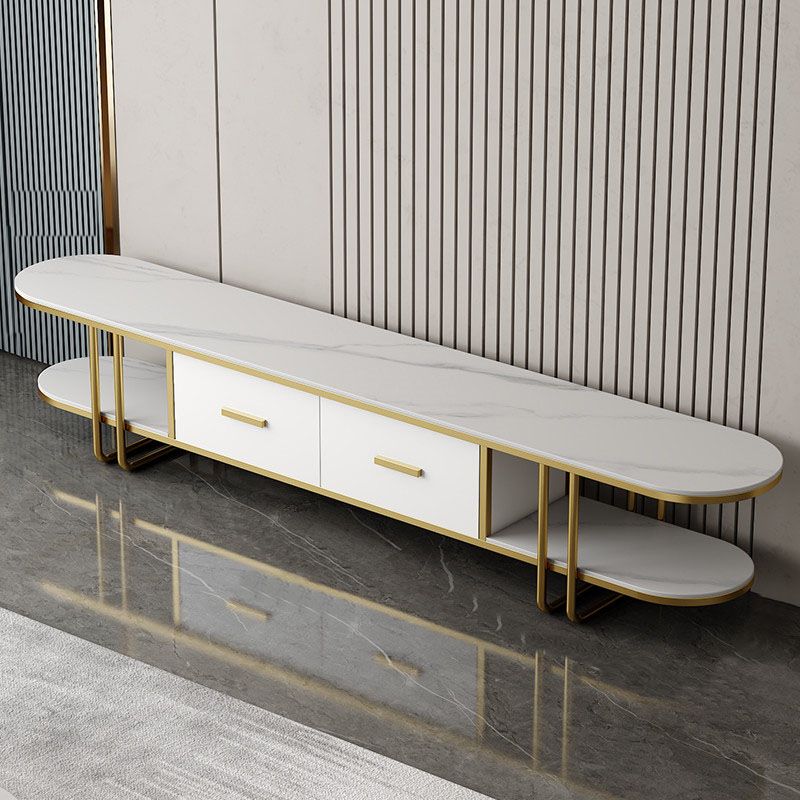 Hedendaagse Slate Top TV Media Console 2 Lades TV Stand Console