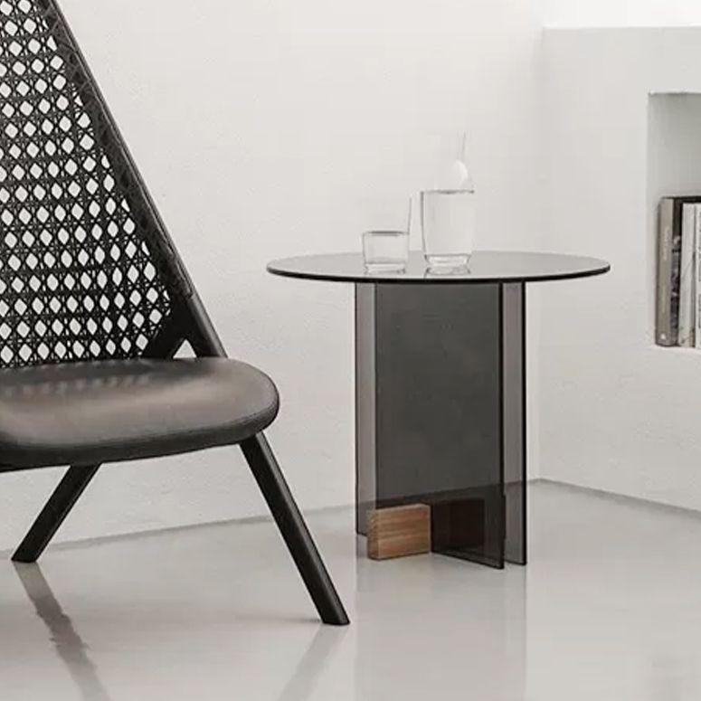 Contemporary Glass Top Abstract Round Living Room Side End Table