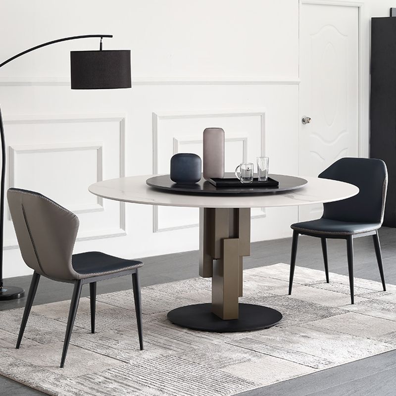 Juego de comedor moderno de 1/3/4/5/7 piezas, juego de mesa de comedor redonda de piedra sinterizada con plato giratorio