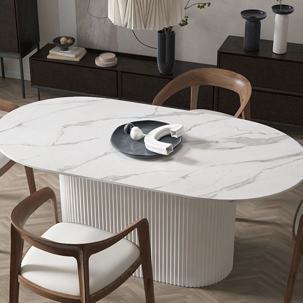 Oval White Tone Dining Table Luxury Pedestal Table for Dining Room Clearhalo ' dining_table' 'Dining Tables & Seating' 'Dining Tables' 'furn' 'furn_dining_table' 'Furniture' 'furniture_dining_table' 'Kitchen & Dining Furniture' 'kitchen&dining_furn' 'kitchen' 'kitchen_dining_table' 1200x1200_212d1cc9-9e11-49e8-a137-fc8327d1a0e8