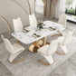 Traditional Luxury Dining Table Sintered Stone Rectangle Dining Table with Gold Frame Clearhalo ' dining_table' 'Dining Tables & Seating' 'Dining Tables' 'furn' 'furn_dining_table' 'Furniture' 'furniture_dining_table' 'Kitchen & Dining Furniture' 'kitchen&dining_furn' 'kitchen' 'kitchen_dining_table' 1200x1200_2132823f-52e2-419a-8557-b54476dca0a0