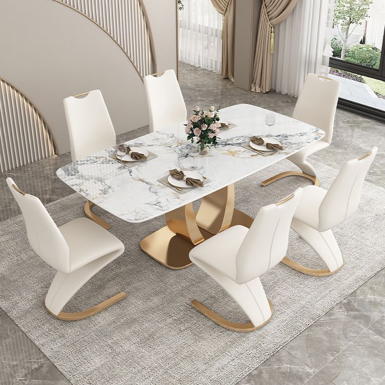 Traditional Luxury Dining Table Sintered Stone Rectangle Dining Table with Gold Frame Clearhalo ' dining_table' 'Dining Tables & Seating' 'Dining Tables' 'furn' 'furn_dining_table' 'Furniture' 'furniture_dining_table' 'Kitchen & Dining Furniture' 'kitchen&dining_furn' 'kitchen' 'kitchen_dining_table' 1200x1200_2132823f-52e2-419a-8557-b54476dca0a0