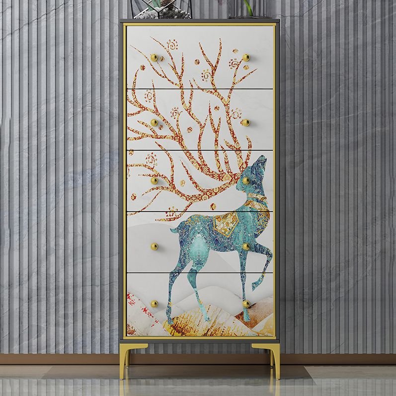 Cassetta di stoccaggio in legno verticale in stile moderno con 3/4 cassetti