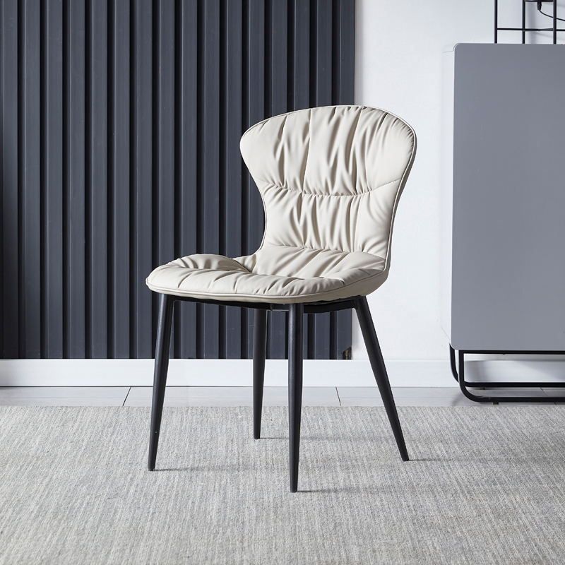 Faux Leather Dining Chair Wingback Armless Chair with Black Legs Clearhalo 'Dining Chairs' 'Dining Tables & Seating' 'dining_chair' 'furn' 'furn_dining_chair' 'Furniture' 'Kitchen & Dining Furniture' 1200x1200_2133b5ce-7e68-4e15-a1db-37285e10eebe